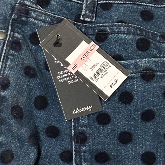 Crown & Ivy Womens Blue Skinny Jeans 10R with Polka Dot embellishments - Picture 13 of 15